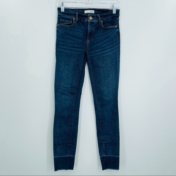 Ann Taylor Loft Modern Skinny Ankle Jeans Womens 0 25 Blue Frayed Hem Stretch - Picture 1 of 13